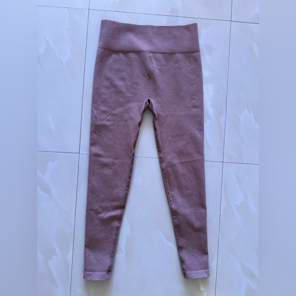 Everlane Leggings Womens M/L Lilac Purple Seamless Ribbed Lounge yoga gym - Picture 5 of 15